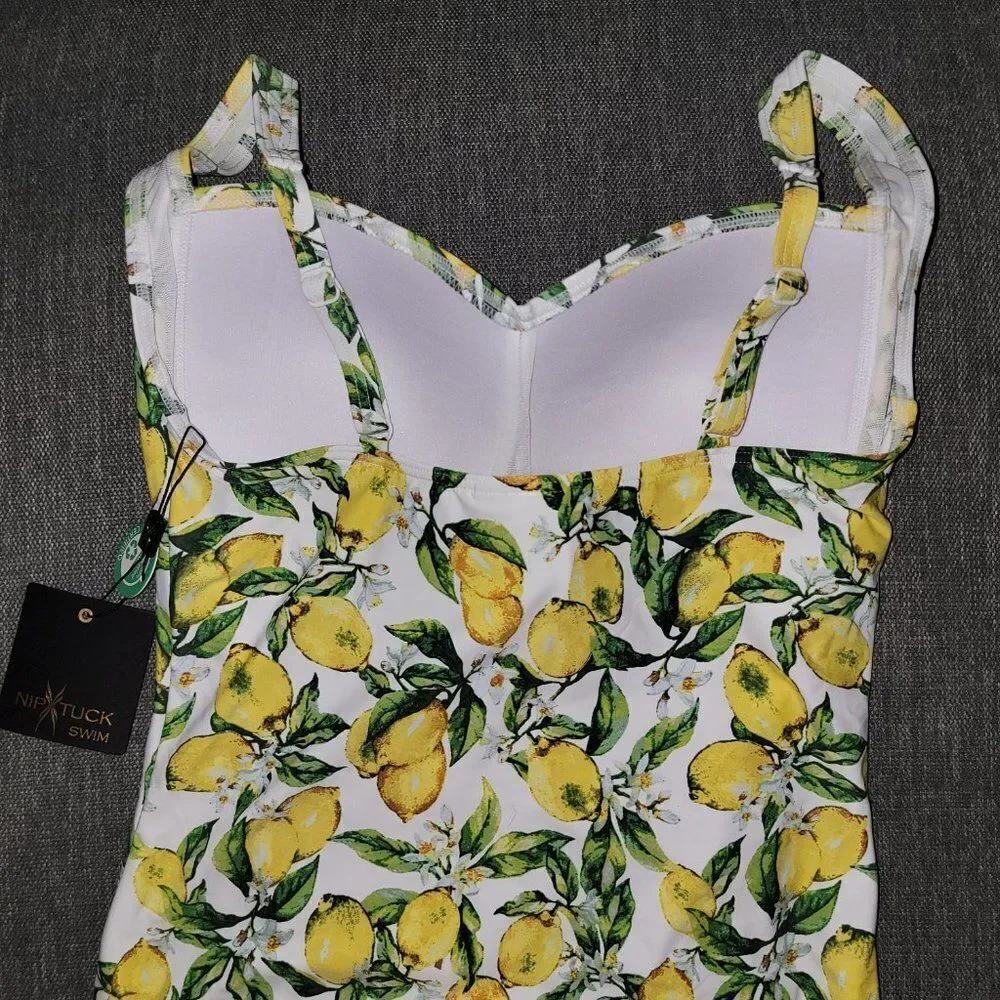 Womens Lemons Joanne Twist Front Design Tummy Control One Piece Swimsuit…